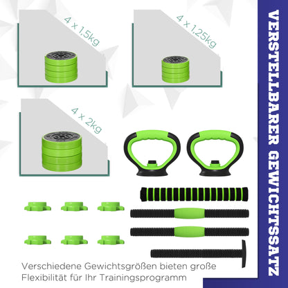 SPORTNOW 4 in 1 Dumbbell Set 20kg Adjustable Dumbbell & Barbell Kettlebell Push-Up Handles Professional Dumbbell Strength Training and Weightlifting for Home Fitness