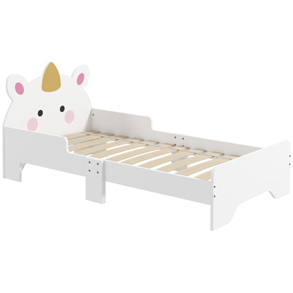 ZONEKIZ Children's Bed for 3-6 Year Olds 143x74x67 cm Wooden Unicorn Shaped Children's Furniture Modern Bedroom Furniture Load 80 kg White