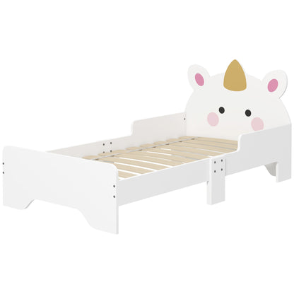 ZONEKIZ Children's Bed for 3-6 Year Olds 143x74x67 cm Wooden Unicorn Shaped Children's Furniture Modern Bedroom Furniture Load 80 kg White