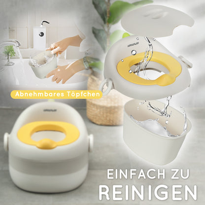 3-in-1 Children's Potty, Removable Potty, Potty with Handles, for Children 6-72 Months, Up to 50 kg Capacity, Plastic, Faux Leather, Gray