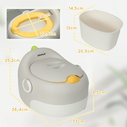 3-in-1 Children's Potty, Removable Potty, Potty with Handles, for Children 6-72 Months, Up to 50 kg Capacity, Plastic, Faux Leather, Gray