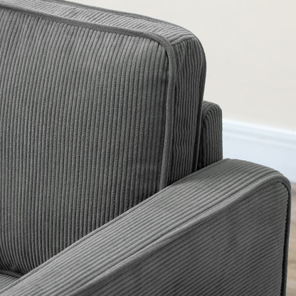 Modern 2-Seater Fabric Sofa with Armrests and 2 Removable Cushions, 2-Seater Sofa with Storage Space and Wooden Legs for Living Room, Lounge, Home, and Office, 140x63x79 cm, Gray