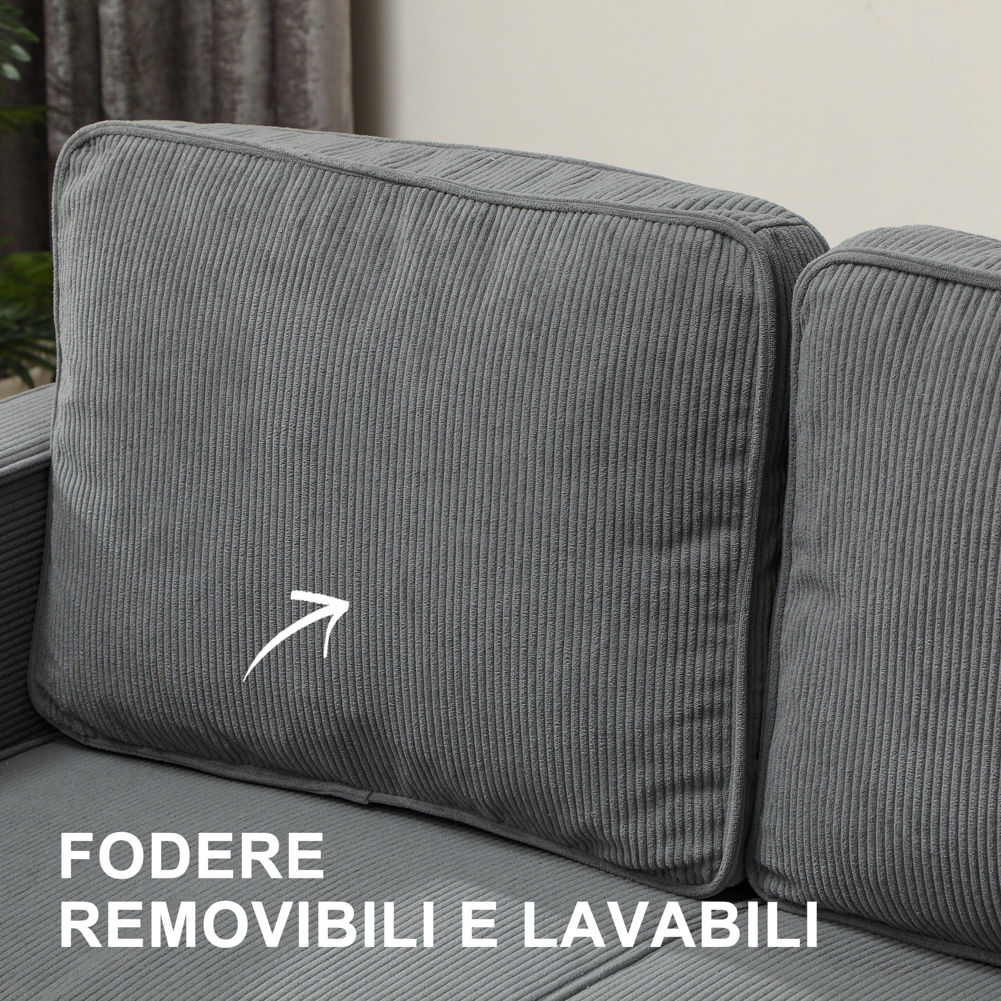 Modern 2-Seater Fabric Sofa with Armrests and 2 Removable Cushions, 2-Seater Sofa with Storage Space and Wooden Legs for Living Room, Lounge, Home, and Office, 140x63x79 cm, Gray