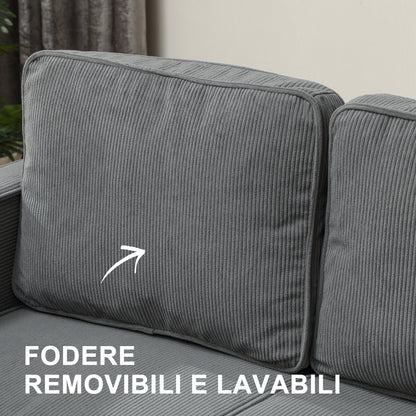 Modern 2-Seater Fabric Sofa with Armrests and 2 Removable Cushions, 2-Seater Sofa with Storage Space and Wooden Legs for Living Room, Lounge, Home, and Office, 140x63x79 cm, Gray