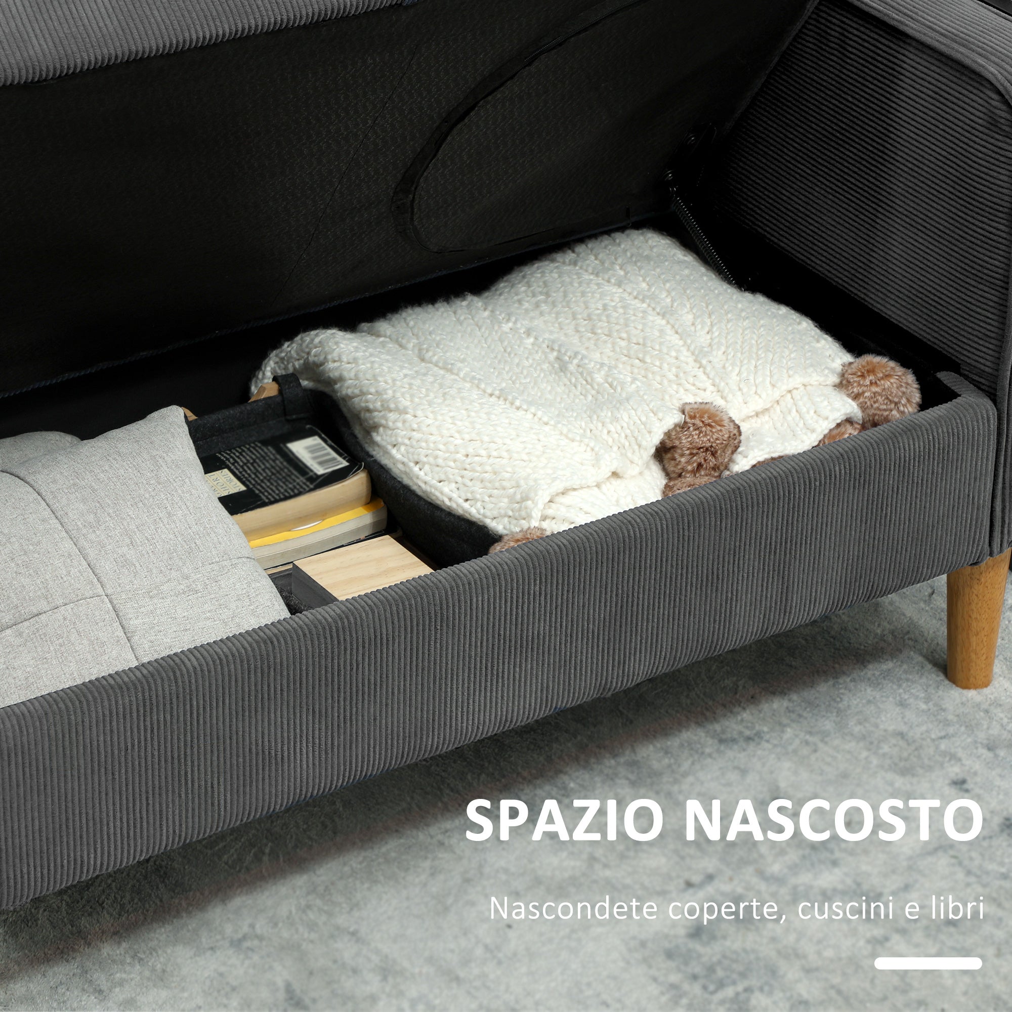 Modern 2-Seater Fabric Sofa with Armrests and 2 Removable Cushions, 2-Seater Sofa with Storage Space and Wooden Legs for Living Room, Lounge, Home, and Office, 140x63x79 cm, Gray
