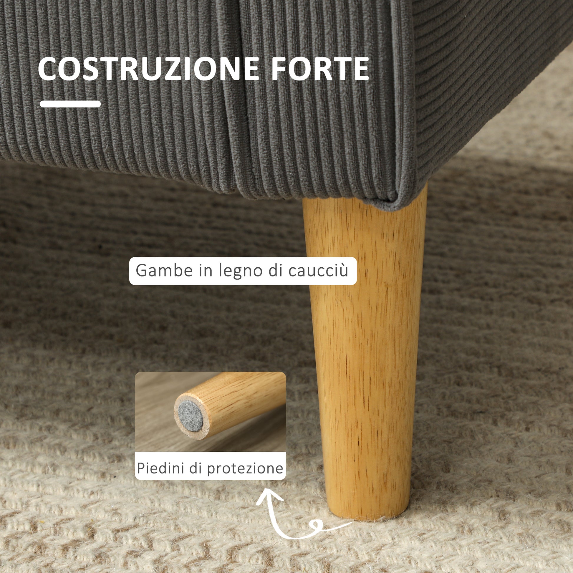 Modern 2-Seater Fabric Sofa with Armrests and 2 Removable Cushions, 2-Seater Sofa with Storage Space and Wooden Legs for Living Room, Lounge, Home, and Office, 140x63x79 cm, Gray