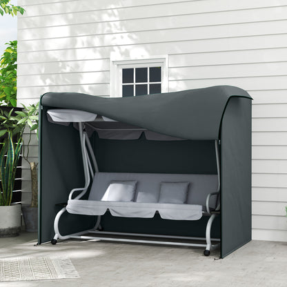 3-Seater Hollywood Swing Cover, Waterproof & Weatherproof Protective Cover for Garden Swing, Windproof & UV-Resistant, 420D Oxford Fabric, 220 x 125 x 172 cm, Gray