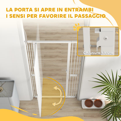 71 in Tall Pet Safety Gate — Adjustable 30–41 in Width, Extra-Narrow 1.4 in Spacing, Pressure or Screw Mount, Manual Lock, White
