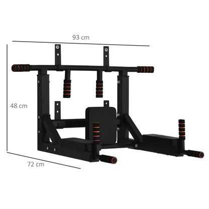 Wall Mounted Pull Up Bar with Padding Steel Multi-functional Pull Up Bar for Fitness Home Training Adults Max Load 120 kg 93x72x48 cm Black