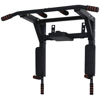 Wall Mounted Pull Up Bar with Padding Steel Multi-functional Pull Up Bar for Fitness Home Training Adults Max Load 120 kg 93x72x48 cm Black