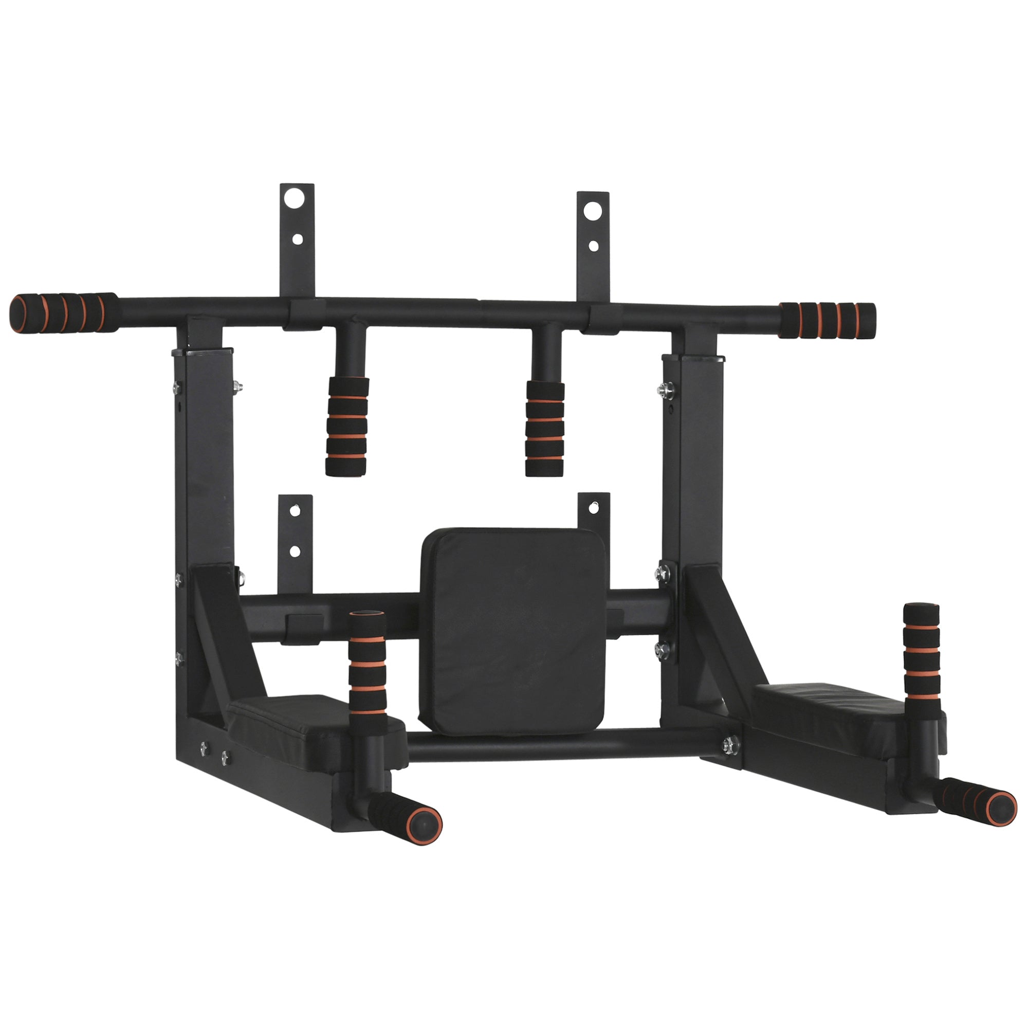 Wall Mounted Pull Up Bar with Padding Steel Multi-functional Pull Up Bar for Fitness Home Training Adults Max Load 120 kg 93x72x48 cm Black