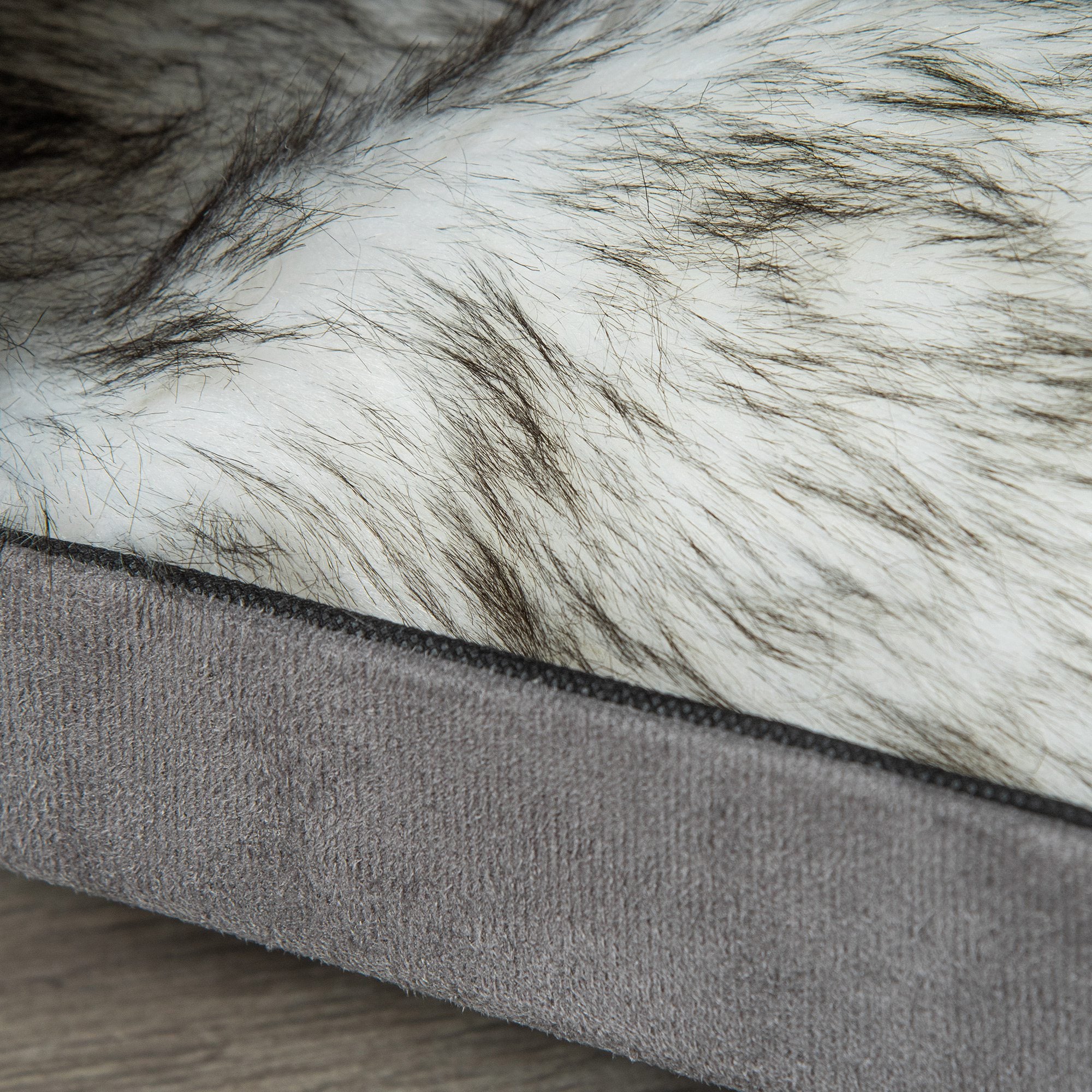2-in-1 Cat Cave Ottoman with Removable Lid Entry Hole Washable Cushion and Elevated Wooden Legs for Indoor Use 60x45x44.5 cm Gray