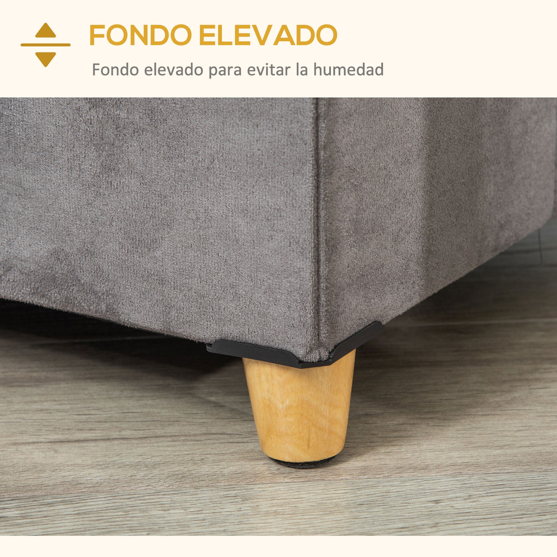2-in-1 Cat Cave Ottoman with Removable Lid Entry Hole Washable Cushion and Elevated Wooden Legs for Indoor Use 60x45x44.5 cm Gray