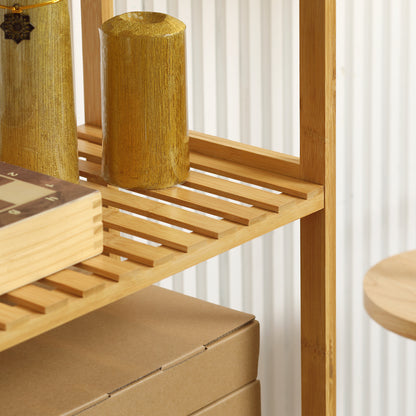 Storage Shelf, 5-Tier Bamboo Shelf, Bookcase for Living Room, Bedroom, and Office, 60 x 26 x 130 cm, Natural Wood