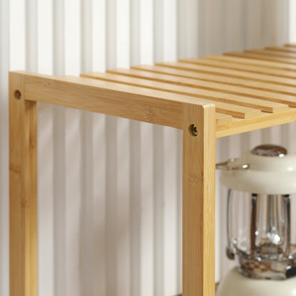 Storage Shelf, 5-Tier Bamboo Shelf, Bookcase for Living Room, Bedroom, and Office, 60 x 26 x 130 cm, Natural Wood