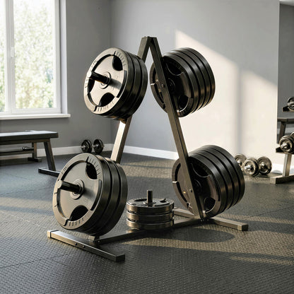 SPORTNOW Weight Plate Rack for 1 in (2.5 cm) Plates — 200 kg (441 lb) Capacity — Home Gym Storage