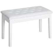 Piano Bench with Hidden Storage, Piano Stool with Faux Leather Cushion, Pianobench, Solid Wood Keyboard Bench for Piano, Keyboard, 76 x 36 x 50 cm, White