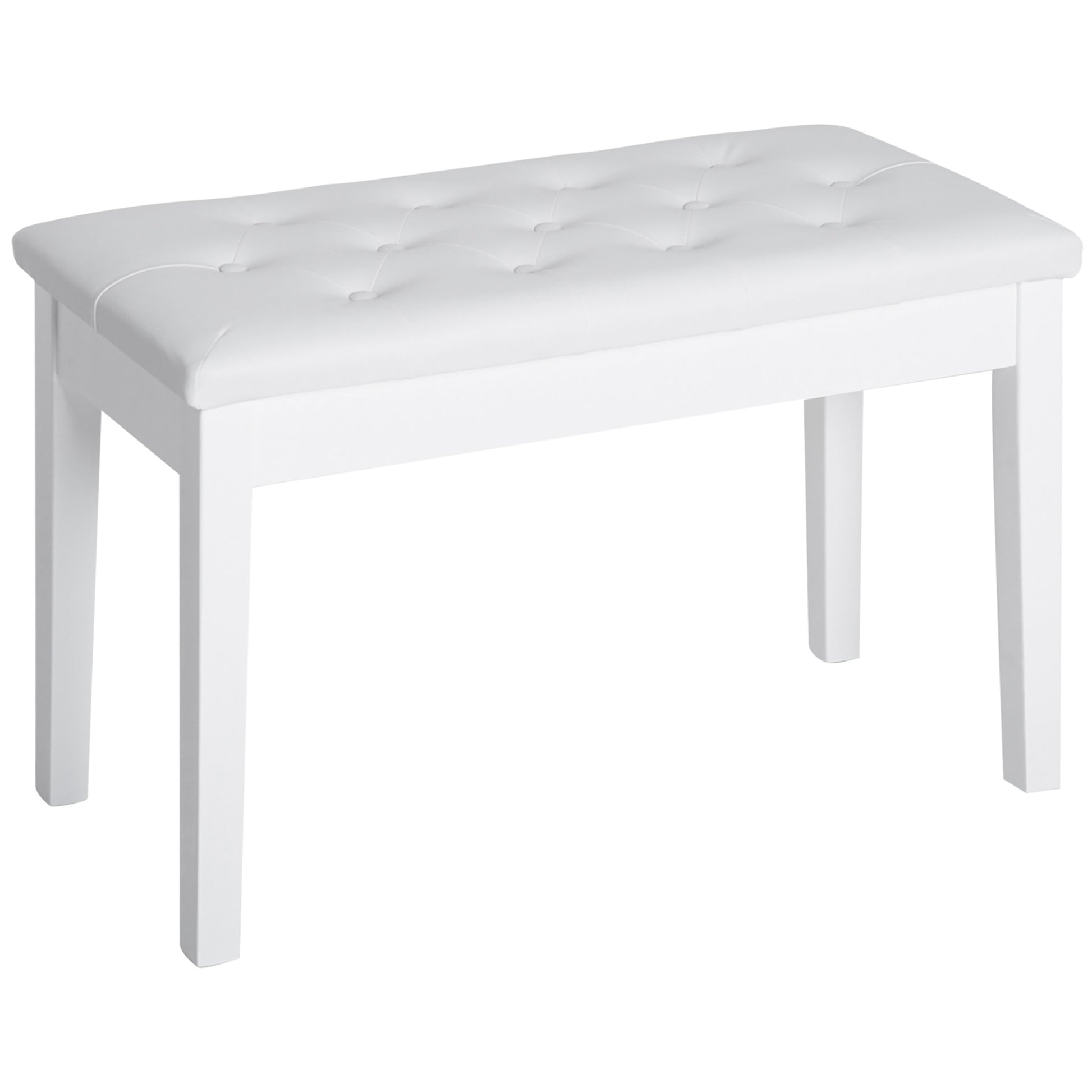 Piano Bench with Hidden Storage, Piano Stool with Faux Leather Cushion, Pianobench, Solid Wood Keyboard Bench for Piano, Keyboard, 76 x 36 x 50 cm, White