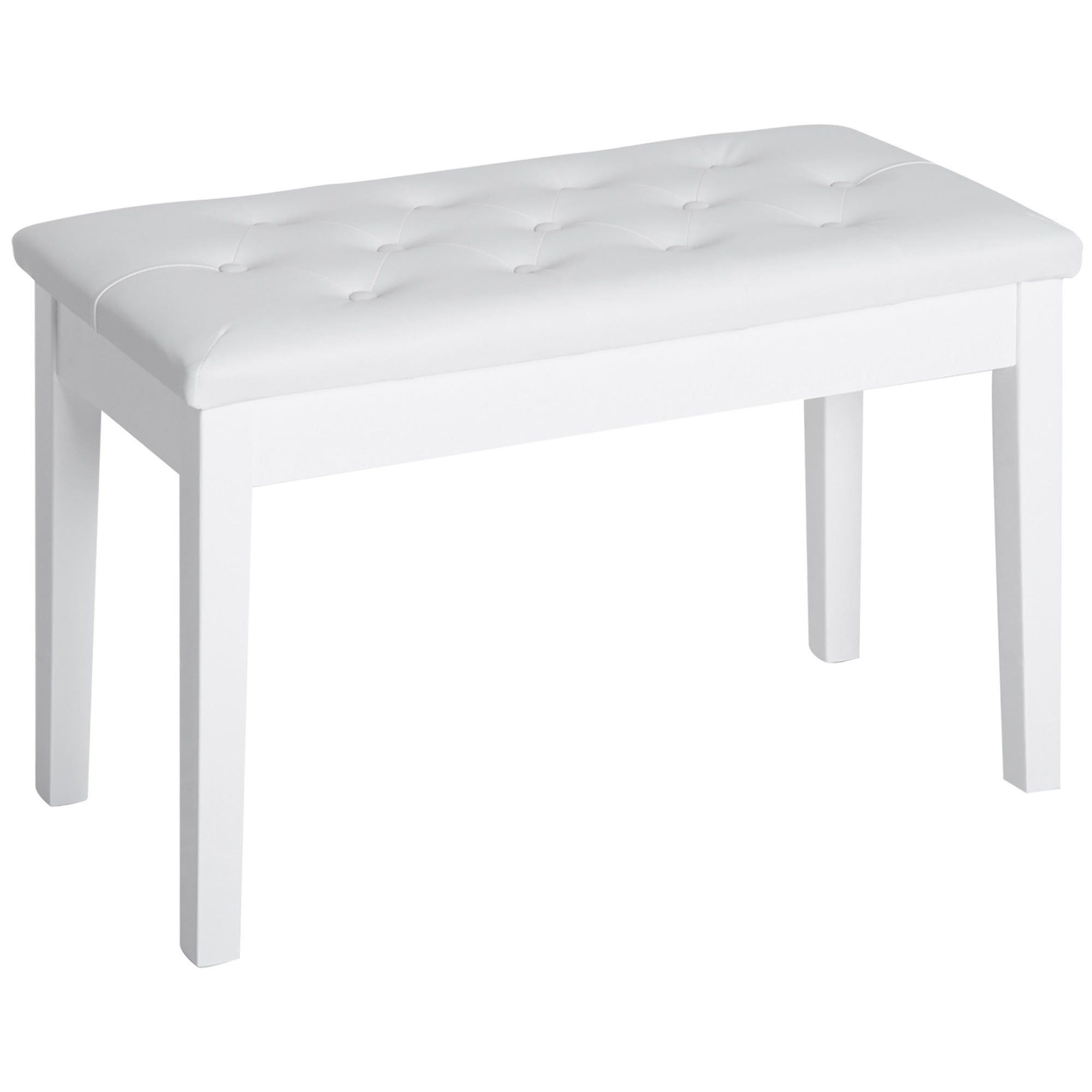 Piano Bench with Hidden Storage, Piano Stool with Faux Leather Cushion, Pianobench, Solid Wood Keyboard Bench for Piano, Keyboard, 76 x 36 x 50 cm, White