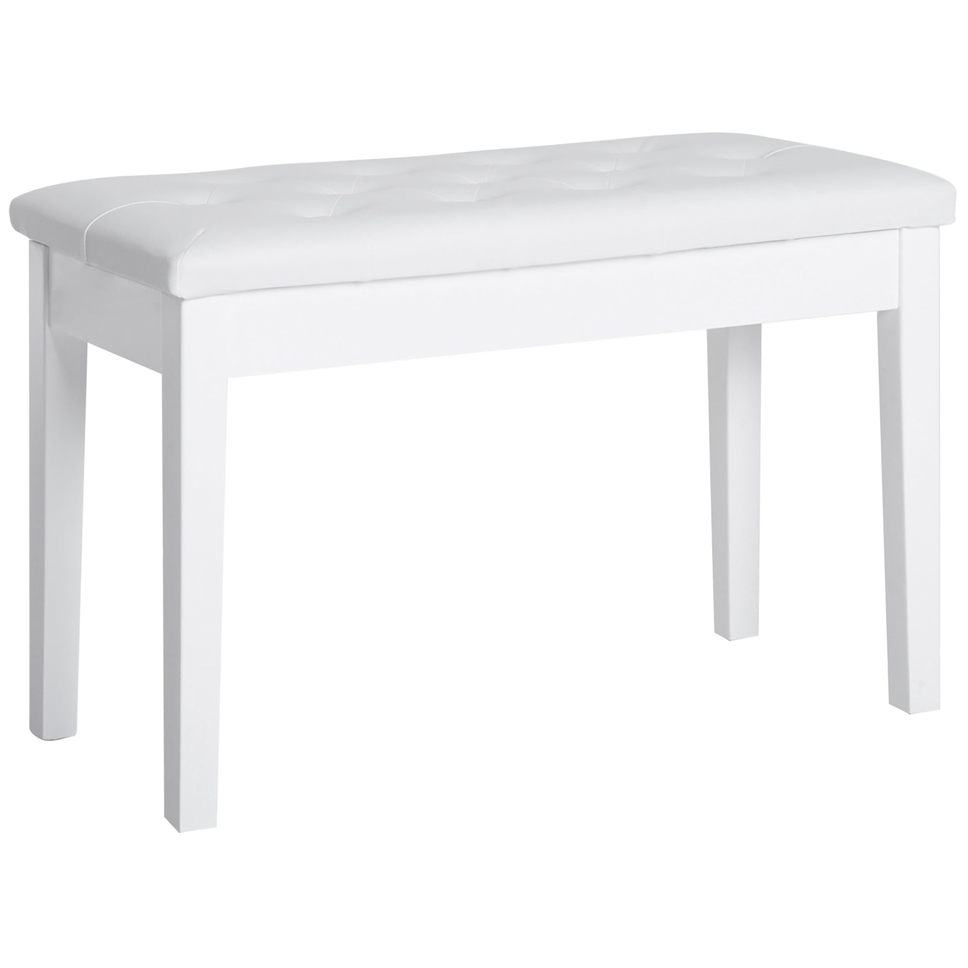 Piano Bench with Hidden Storage, Piano Stool with Faux Leather Cushion, Pianobench, Solid Wood Keyboard Bench for Piano, Keyboard, 76 x 36 x 50 cm, White