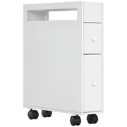 Bathroom Cabinet Narrow Niche Cabinet with Drawer on Wheels, Bathroom Cabinet Toilet Cabinet Side Cabinet for Bathroom, Small Spaces, 16 x 49.5 x 66 cm, White