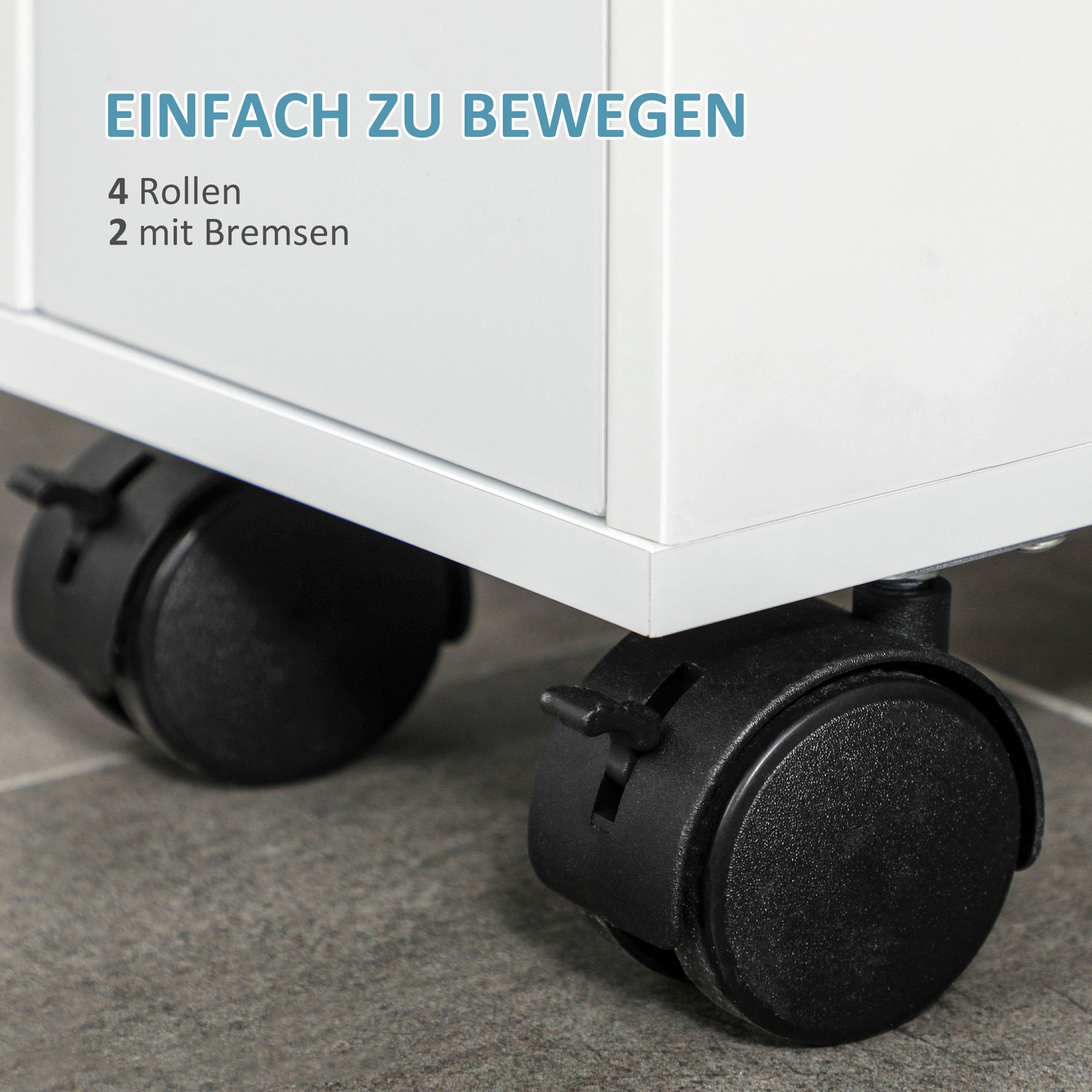 Bathroom Cabinet Narrow Niche Cabinet with Drawer on Wheels, Bathroom Cabinet Toilet Cabinet Side Cabinet for Bathroom, Small Spaces, 16 x 49.5 x 66 cm, White