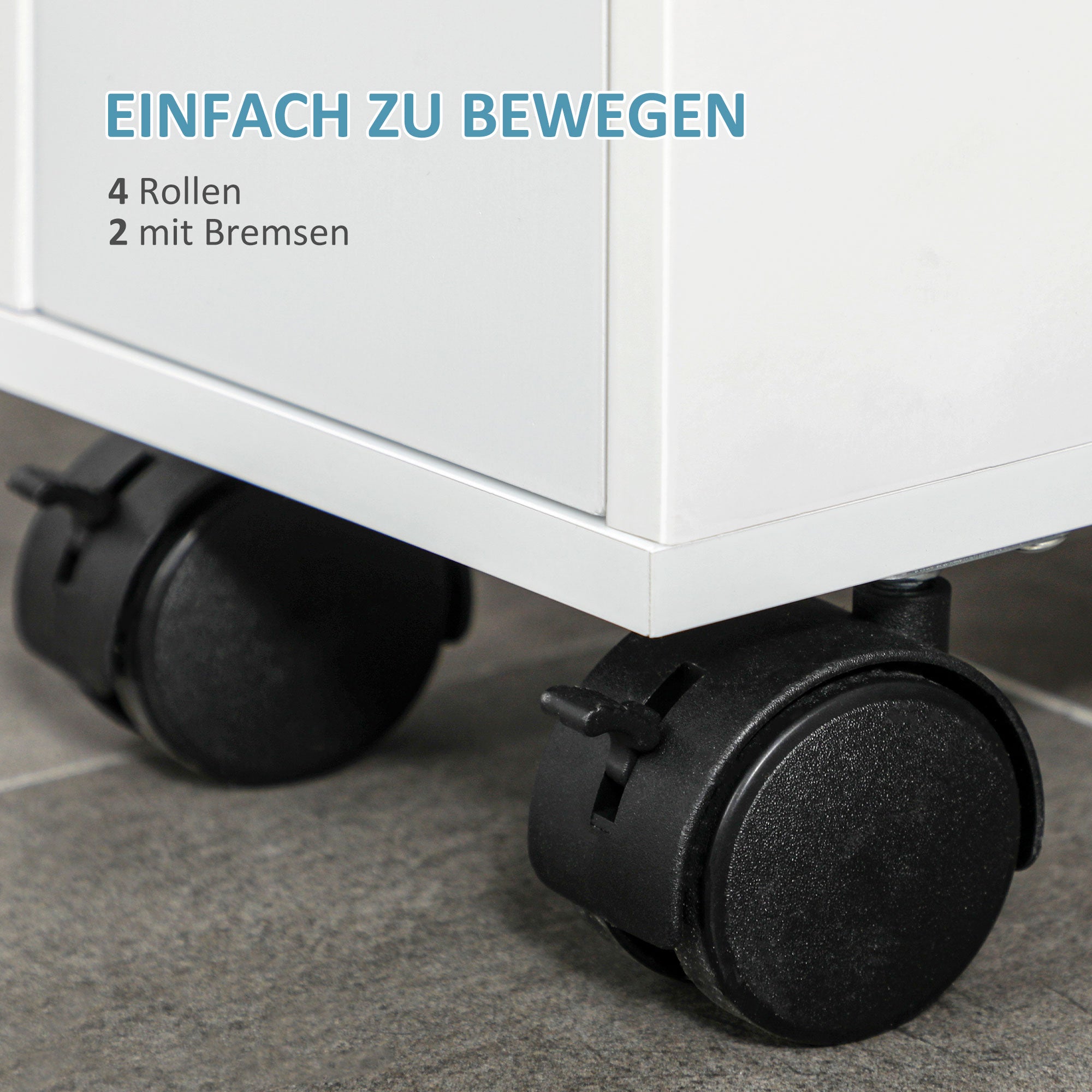 Bathroom Cabinet Narrow Niche Cabinet with Drawer on Wheels, Bathroom Cabinet Toilet Cabinet Side Cabinet for Bathroom, Small Spaces, 16 x 49.5 x 66 cm, White