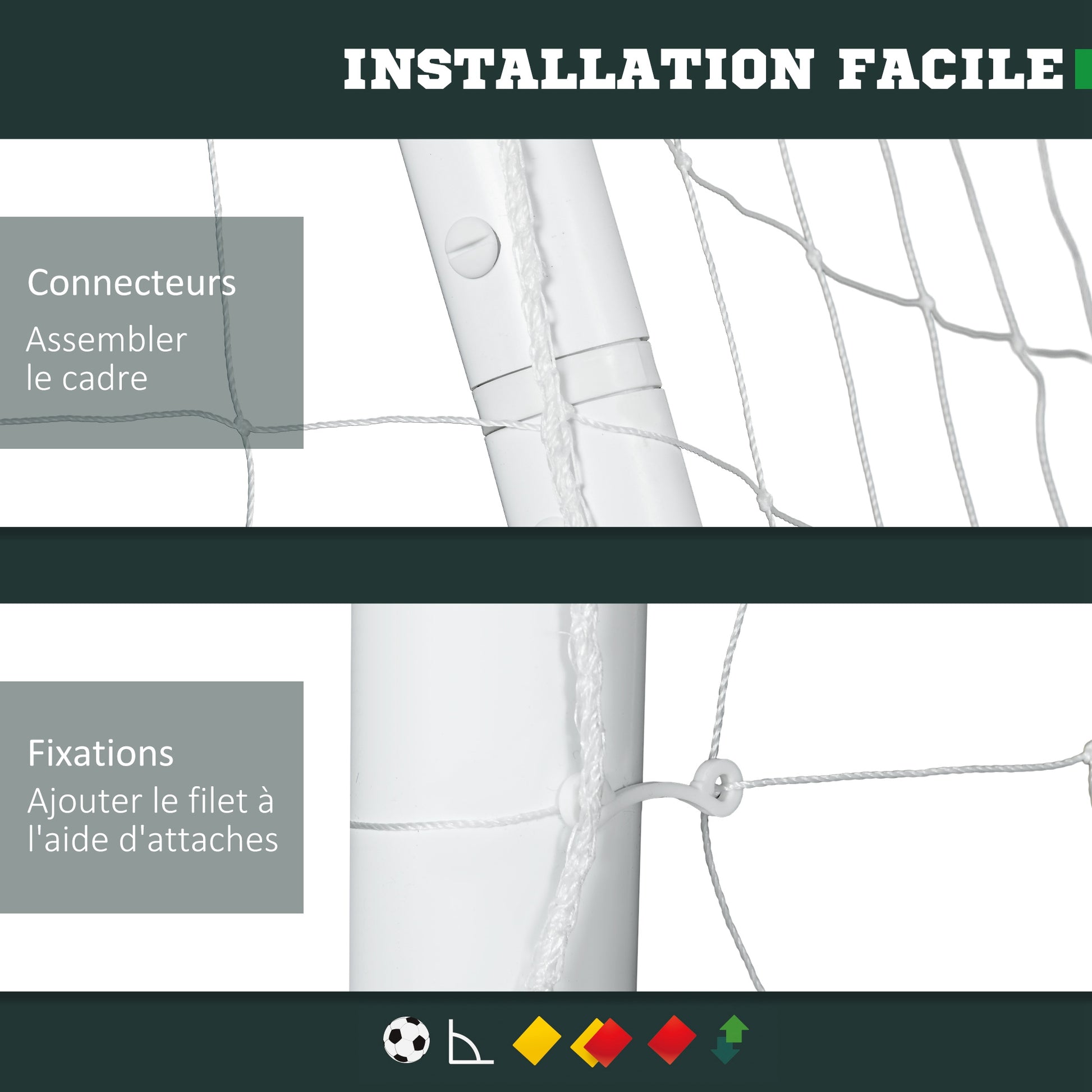 SPORTNOW PVC Football Goal Training Goal Football Net - includes stakes - dim. 300L x 120W x 200H cm white