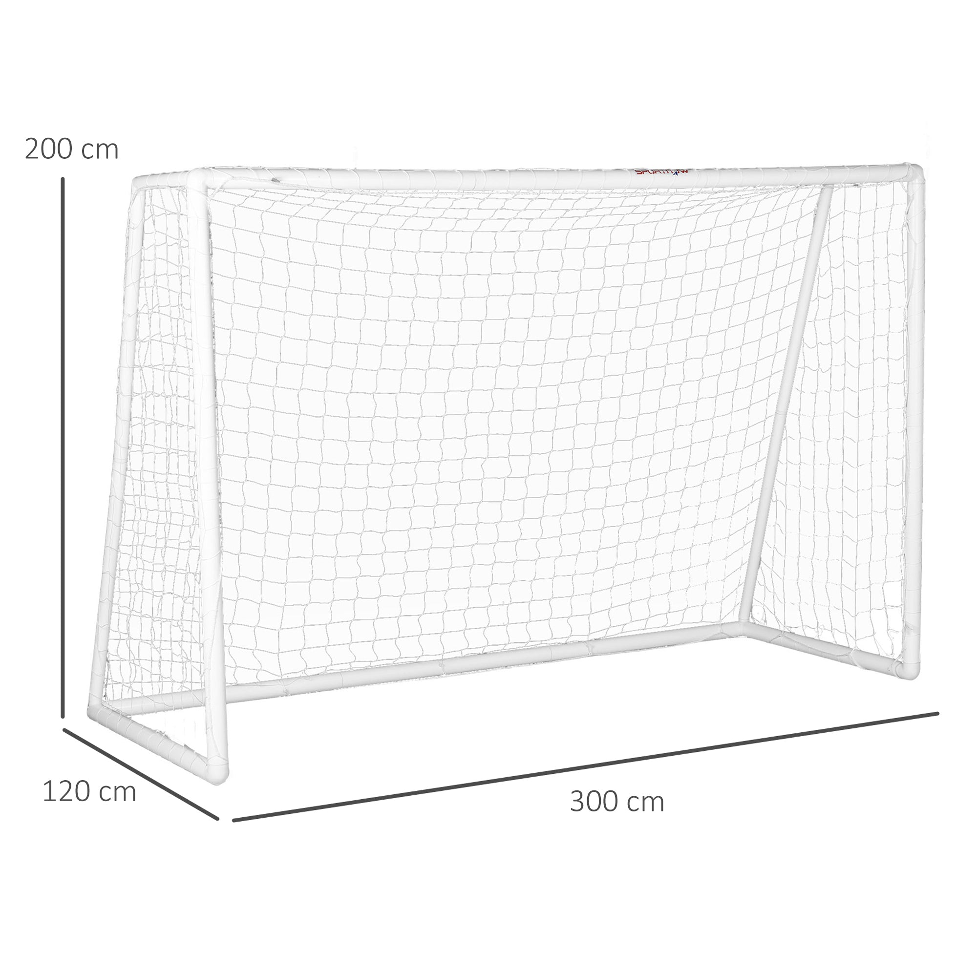 SPORTNOW PVC Football Goal Training Goal Football Net - includes stakes - dim. 300L x 120W x 200H cm white