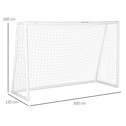 SPORTNOW PVC Football Goal Training Goal Football Net - includes stakes - dim. 300L x 120W x 200H cm white