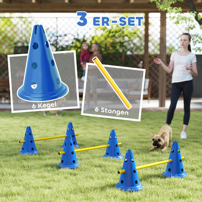 3-Piece Dog Agility Set with 6 Cones, 3 Adjustable Hurdles & Carry Bag