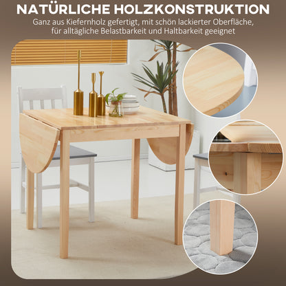 Wooden Folding Dining Table for 6 People with Drop-Leaf Design Oval Foldable Kitchen Table Dining Table for Small Spaces, Dining Room, Kitchen 140 x 70 x 75 cm Natural Wood