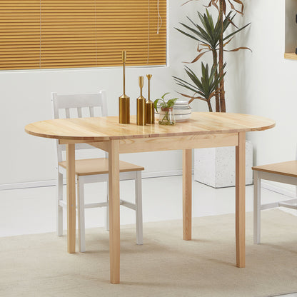 Wooden Folding Dining Table for 6 People with Drop-Leaf Design Oval Foldable Kitchen Table Dining Table for Small Spaces, Dining Room, Kitchen 140 x 70 x 75 cm Natural Wood