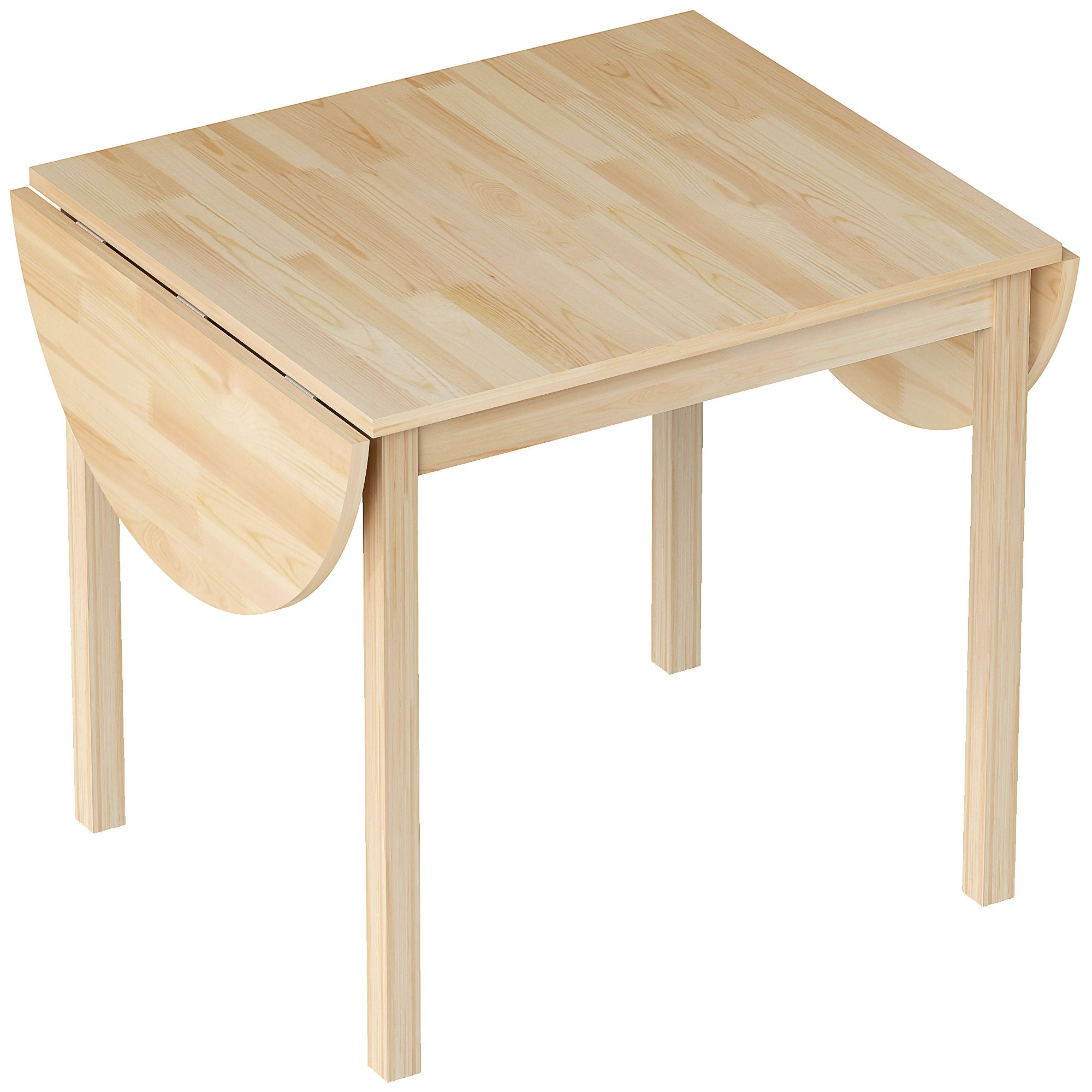 Wooden Folding Dining Table for 6 People with Drop-Leaf Design Oval Foldable Kitchen Table Dining Table for Small Spaces, Dining Room, Kitchen 140 x 70 x 75 cm Natural Wood