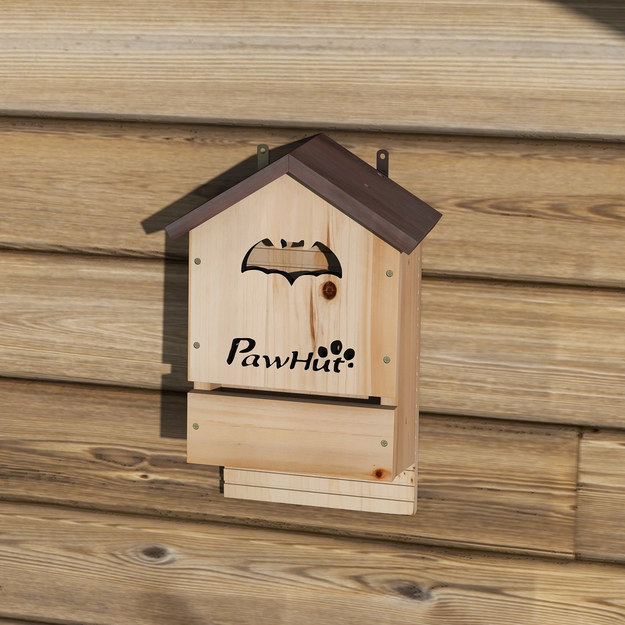 3-Pack Pine Bat Houses — Double-Chamber, Easy-Access Roosts, Easy to Hang, Natural Wood Effect, 8.5 x 4.5 x 13.4 in