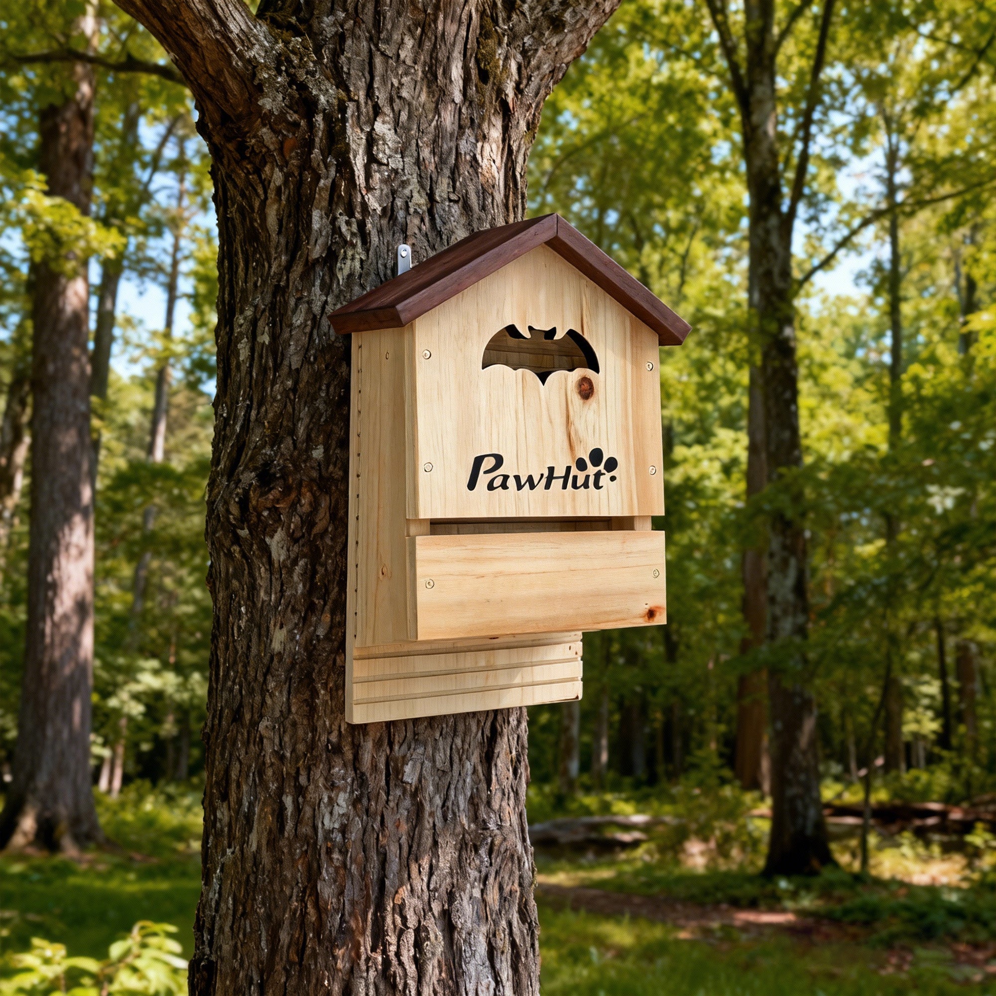 3-Pack Pine Bat Houses — Double-Chamber, Easy-Access Roosts, Easy to Hang, Natural Wood Effect, 8.5 x 4.5 x 13.4 in
