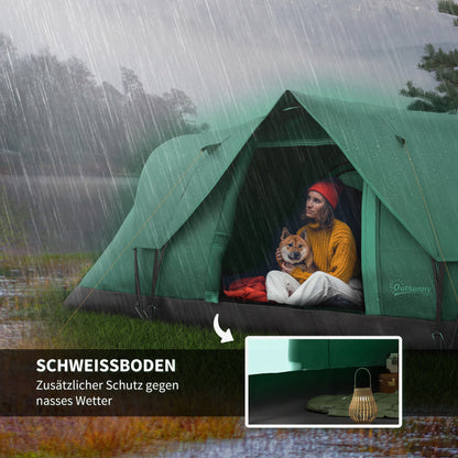 Camping Tent for 5-6 People Stable Waterproof Family Tent with Entrance Window Pack Bag, Tent with 3000mm Water Column Tunnel Tent for Camping Travel Garden, Green