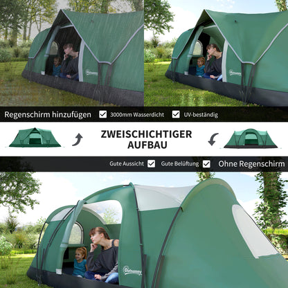 Camping Tent for 5-6 People Stable Waterproof Family Tent with Entrance Window Pack Bag, Tent with 3000mm Water Column Tunnel Tent for Camping Travel Garden, Green