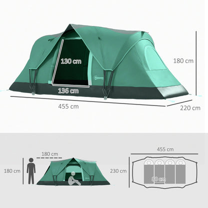 Camping Tent for 5-6 People Stable Waterproof Family Tent with Entrance Window Pack Bag, Tent with 3000mm Water Column Tunnel Tent for Camping Travel Garden, Green