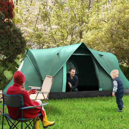 Camping Tent for 5-6 People Stable Waterproof Family Tent with Entrance Window Pack Bag, Tent with 3000mm Water Column Tunnel Tent for Camping Travel Garden, Green