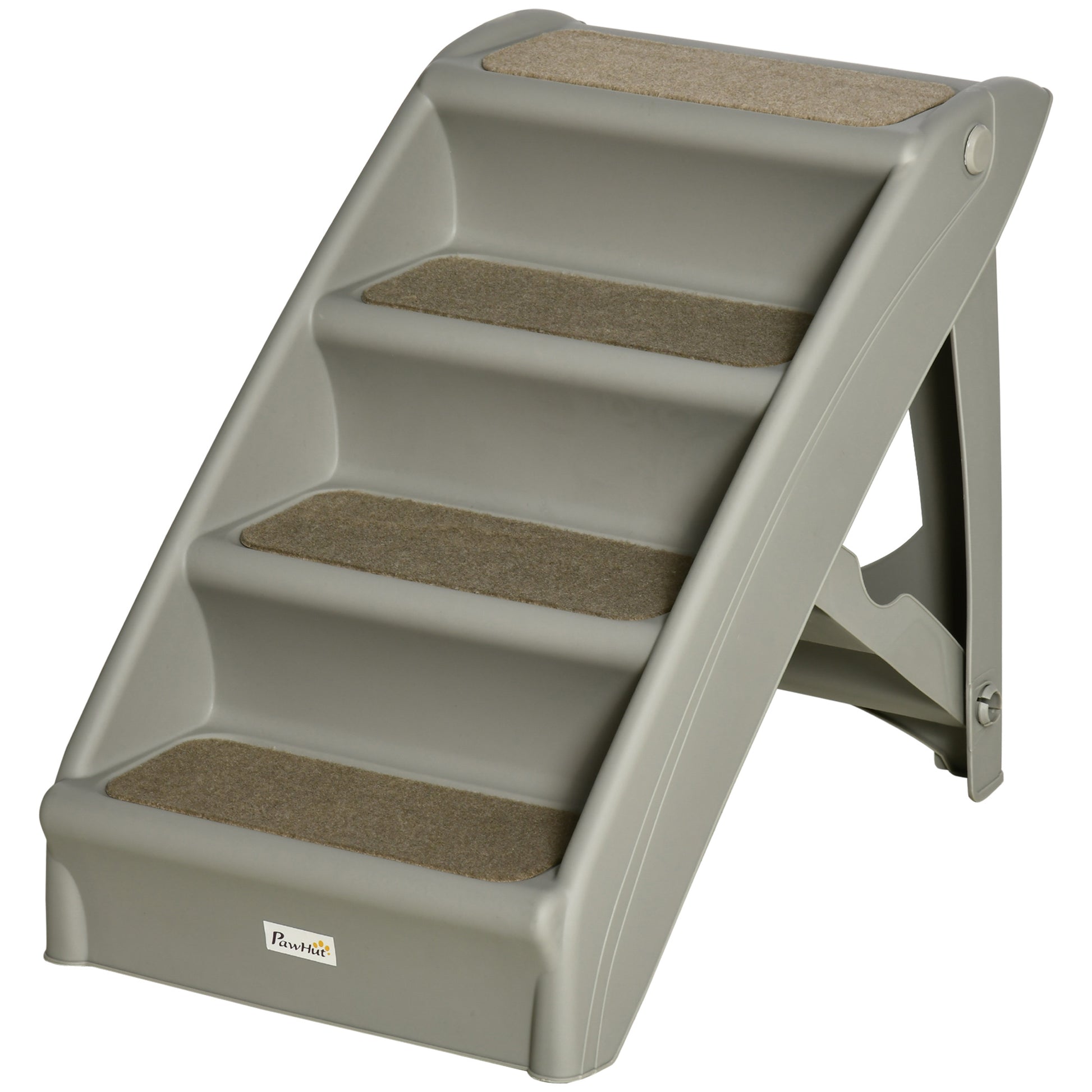 Foldable 4 Steps Pet Staircase for Dogs Cats Portable with Non-Slip Mats for Bed Sofa Load 20 kg 62x38x49.5 cm Gray