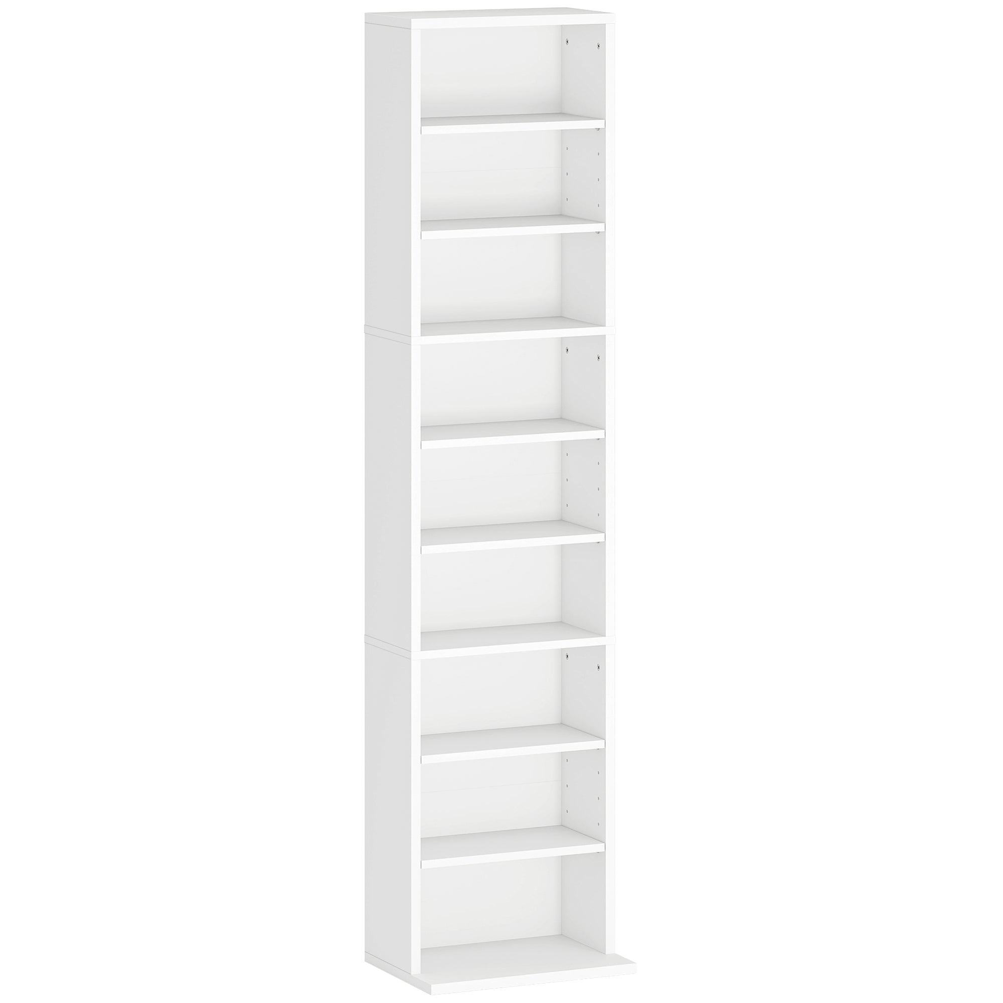 CD and DVD Shelf CD Racks Narrow with 9 Compartments Adjustable Shelves for Living Room Office 33x24x140 cm White