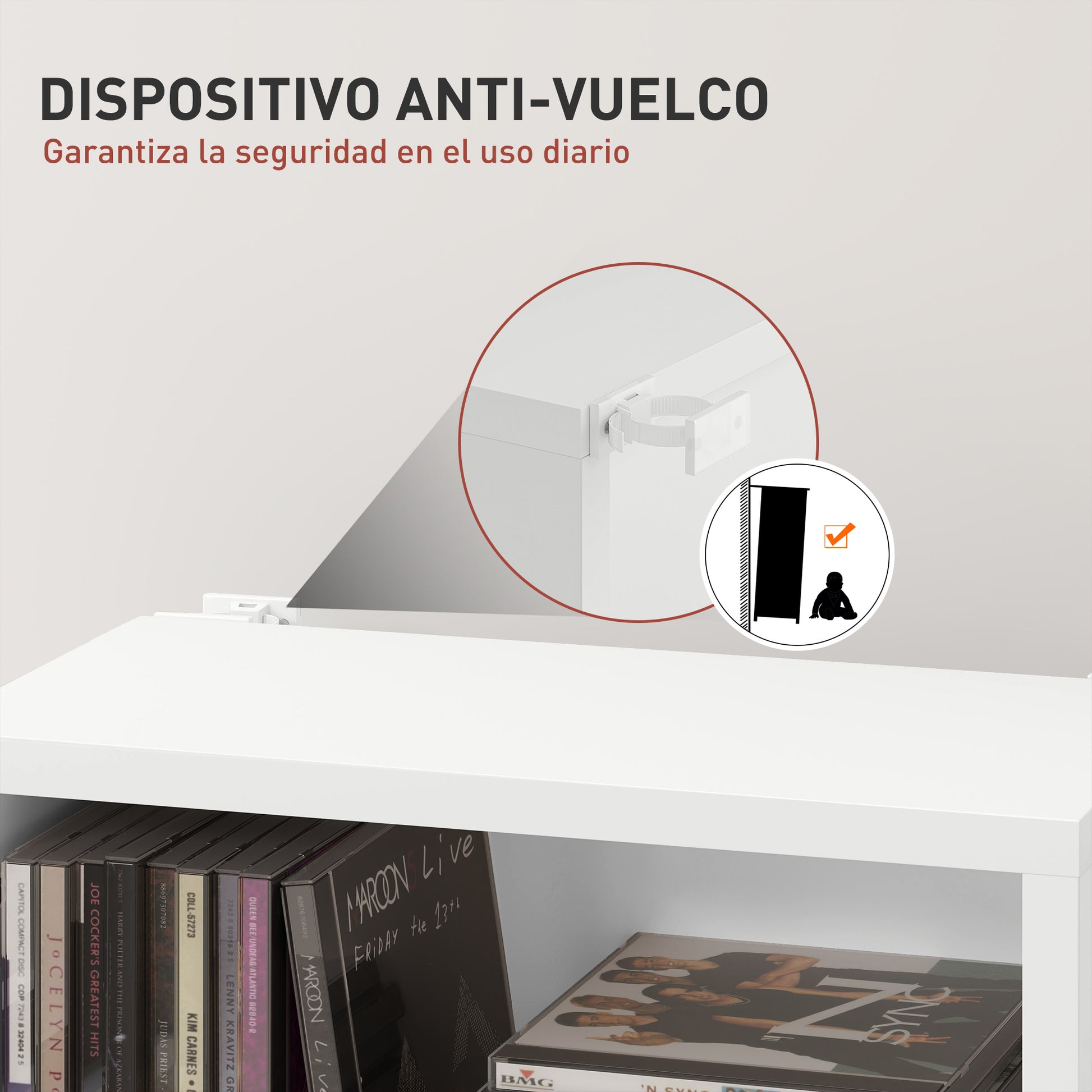 CD and DVD Shelf CD Racks Narrow with 9 Compartments Adjustable Shelves for Living Room Office 33x24x140 cm White