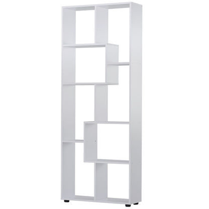 Modern Vertical Bookshelf Design with 8 Shelves E1 Particle Board 70x24x178cm White