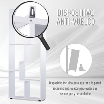 Modern Vertical Bookshelf Design with 8 Shelves E1 Particle Board 70x24x178cm White