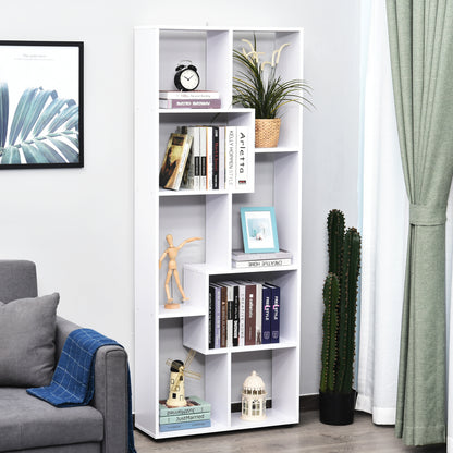 Modern Vertical Bookshelf Design with 8 Shelves E1 Particle Board 70x24x178cm White