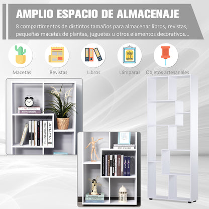 Modern Vertical Bookshelf Design with 8 Shelves E1 Particle Board 70x24x178cm White