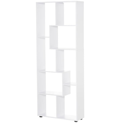 Modern Vertical Bookshelf Design with 8 Shelves E1 Particle Board 70x24x178cm White