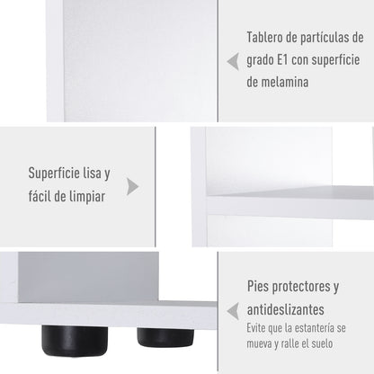 Modern Vertical Bookshelf Design with 8 Shelves E1 Particle Board 70x24x178cm White