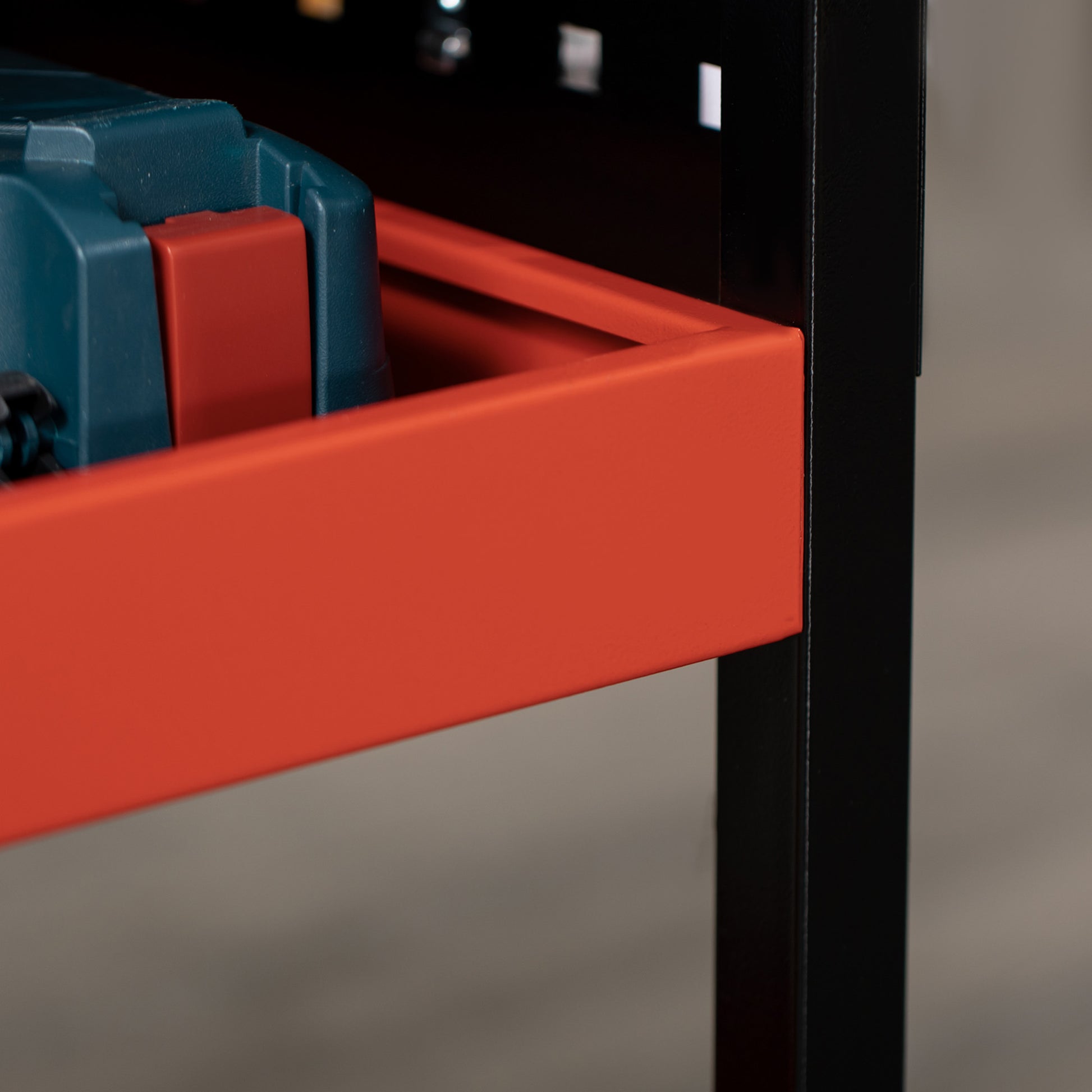 Workshop Cart Tool Cart with 3 Shelves Wheels and Perforated Panels for Mechanical Garage Home Load 100 kg Red and Black